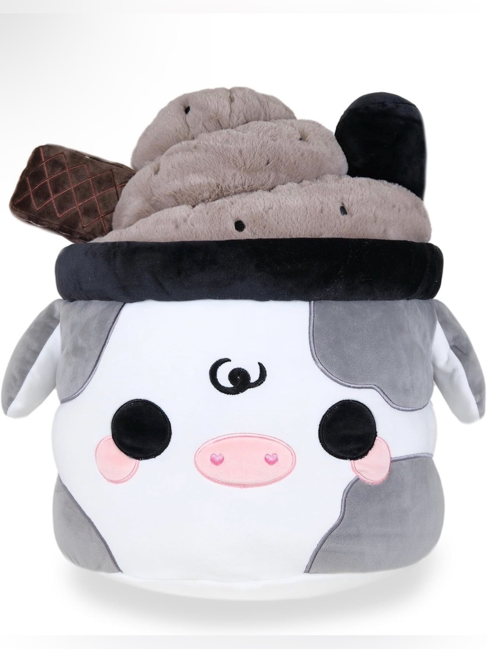 Cuddle Barn PlushGoals - Hug Sized Black Sesame Mooshake | Super Soft Cow Kawaii